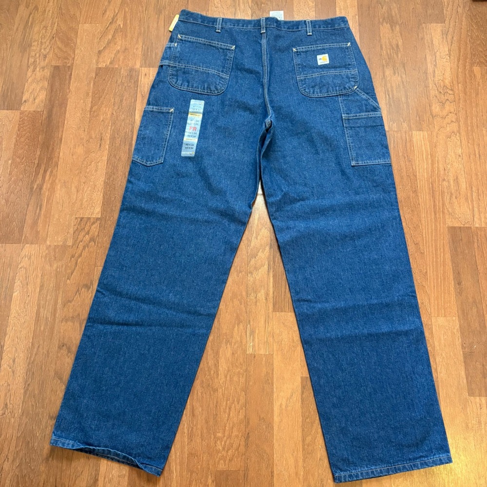 Carhartt FRB13 DNM Flame Resistant Denim Dungaree Mens 40x34 Blue Work Pants NWT - Picture 3 of 6